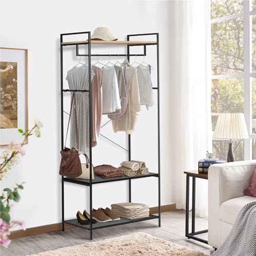 fusehome ハンガーラック 衣類ラック 洋服 ラック 頑丈 スリム パイプハンガー ハンガー おしゃれ 服掛け 耐荷重 シングル 衣類収納 大容量 多機能 ブラック